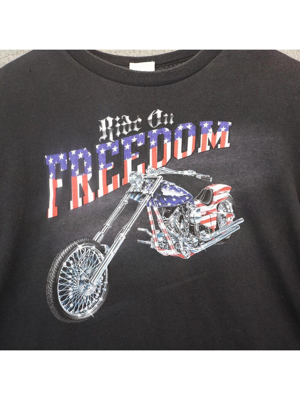 Men Large Shirt Motorcycle Ride on Freedom USA Biker y2k 90s